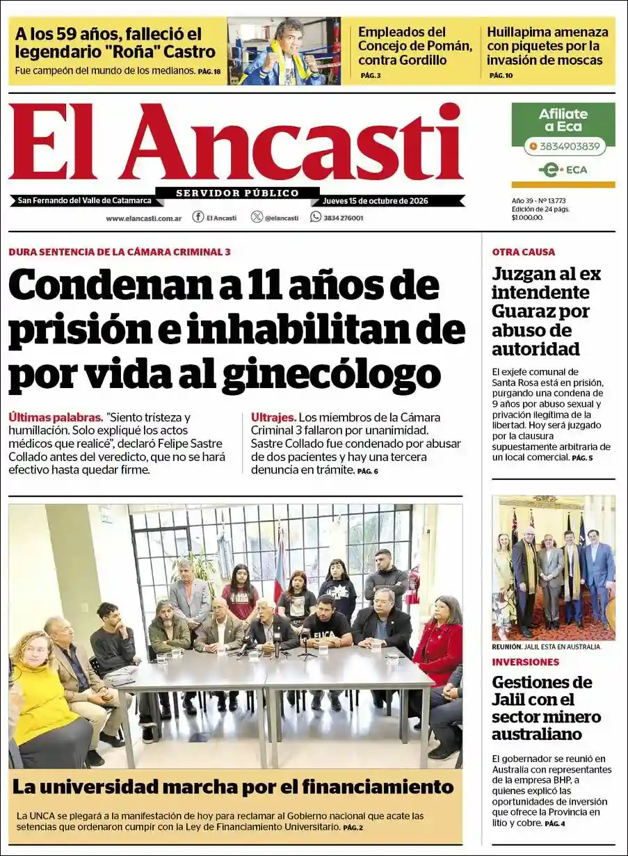 Estudios Max | LA RIOJA HOY - Tapa del diario Ancasti