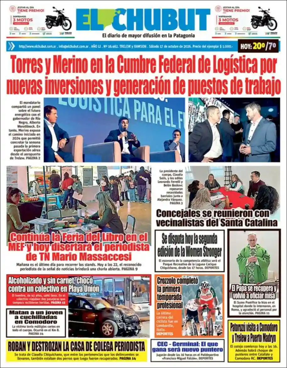 Estudios Max | LA RIOJA HOY - Tapa del diario El Chubut