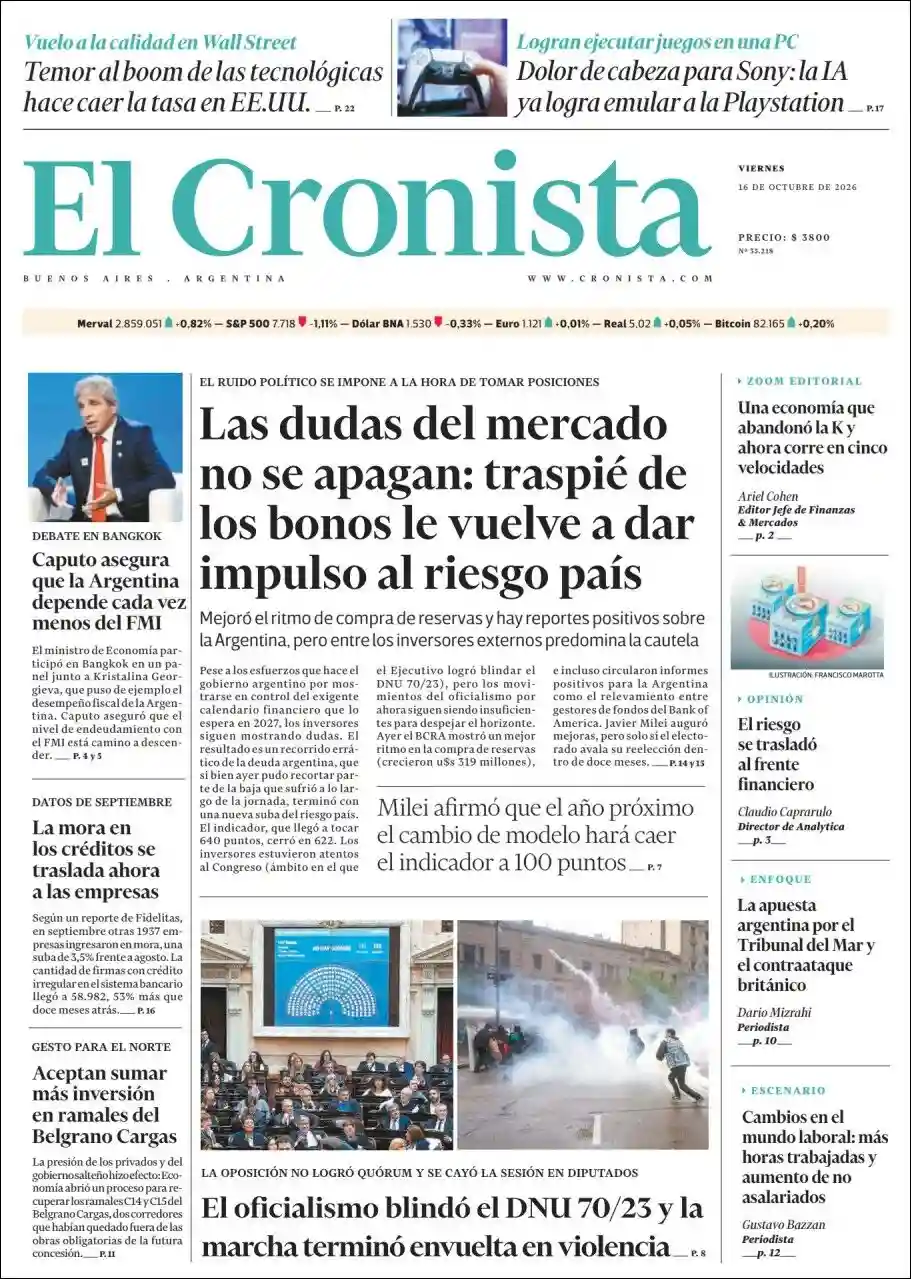 Estudios Max | LA RIOJA HOY - Tapa del diario Cronista